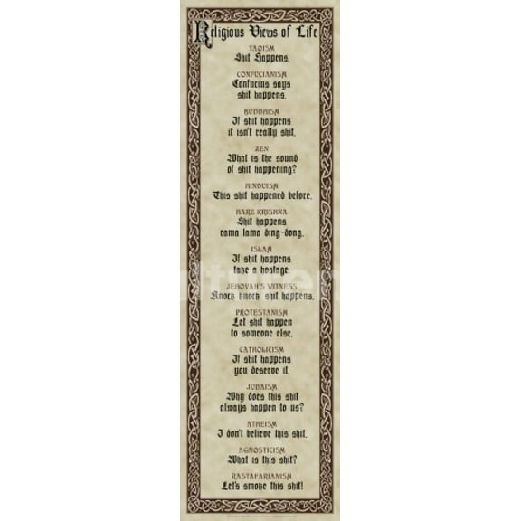 Religious Views Of Life Laminated Poster (36 X 12)
