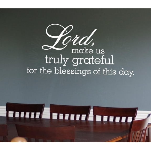 Religious Wall Art Decal Truly Grateful Blessings Sticker Verse Words Decor 36x17-Inch White