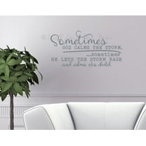 Religious Wall Art Sticker Quotes God Calms Storm Vinyl Lettering Decals 23x12-Inch Storm Gray
