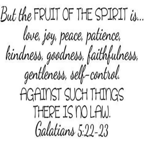 Religious Wall Decal Christian Quote Bible Wall Sticker Words Home Art Decor - Fruit Of The Spirit Is Love Joy Peace Black