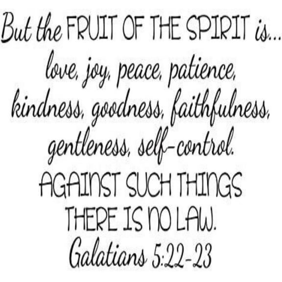 Religious Wall Decal Christian Quote Bible Wall Sticker Words Home Art Decor - Fruit Of The Spirit Is Love Joy Peace Black