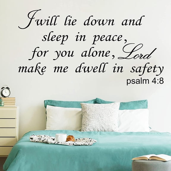 Psalm 4:8 Bible Verse Wall Decal – Removable Waterproof Vinyl Scripture Art for Home & Office