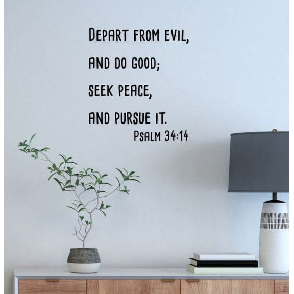 Religious Wall Decor Decal Depart From Evil Do Good Inspirational Art Stickers 16x18-Inch Blsck