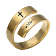 thumbnail image 1 of Religious Women Men's 18K Gold Plated Cross Cuff Ring, God Is Greater Than The Highs And Lows Catholic Christianity Jesus Finger Ring Stainless Steel Christian Jewelry Reminder, 1 of 7
