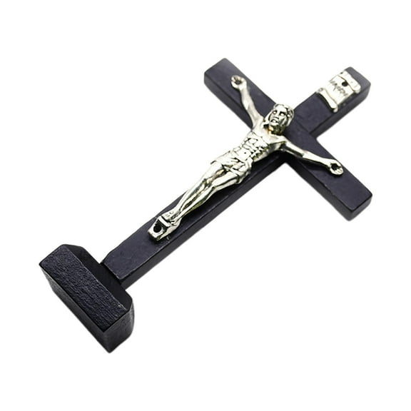 Religious Wood Cross Crucifix jesus Statue Figurine Catholic Table Cross for Home Office Decoration Collectibles Gifts Black
