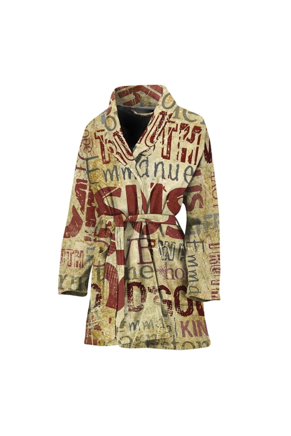 Religious Word Of God Women Bathrobe One Size Univeral Fits, Jesus Christian Fashion Lightweight Plush Fleece Long Robe For Women