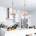 thumbnail image 1 of Rella Modern 4-light Lantern Chandeliers Brass Gold Pendant Lights for Dining Room - D15.5" x H81.5'', 1 of 5