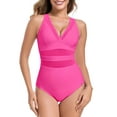 thumbnail image 1 of RELLECIGA Women's V Neck Mesh Splicing One Piece Swimsuits Sexy Bathing Suits for Women Size S, 1 of 8