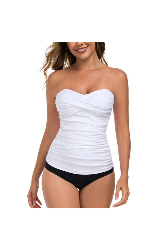 Tankini Swimsuits Set for Women Tankini Bathing Suit Vintage 2 Piece Tummy Control Tankini Top with Swim Skirt Push up Swimwear