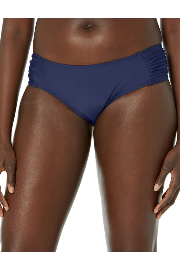 Women's Full Coverage Swim Bottoms Mid Rise Ruched Sides Bikini Bottom