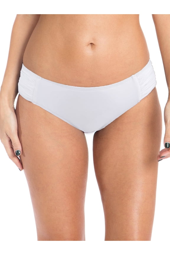 Women's Full Coverage Swim Bottoms Mid Rise Ruched Sides Bikini Bottom
