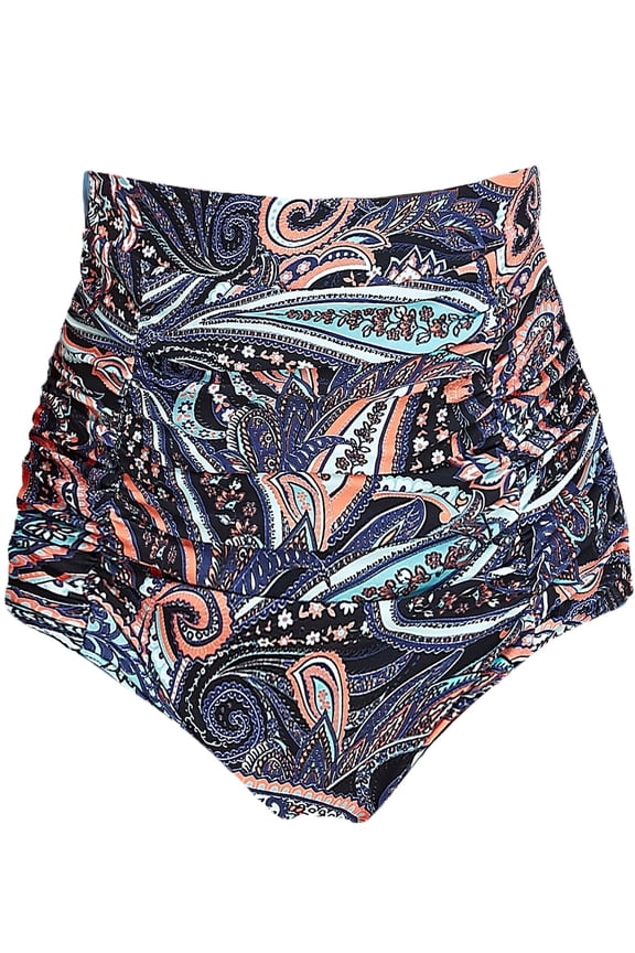 Women's High Waisted Ruched Plus Bikini Swim Bottoms Bathing Suit Swimwear