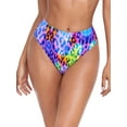 thumbnail image 1 of Relleciga Women's Purple Leopard High Cut High Waisted Bikini Bottom Size x-Large, 1 of 8