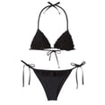 thumbnail image 1 of Relleciga Women's Ruffle Triangle Bikini Top with Bottom String Halter Two Piece Bathing Suits, 1 of 8