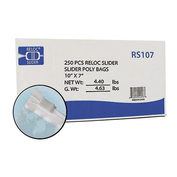 Reloc Zippit Reclosable Poly Bag,Slide Seal,PK250 RS107