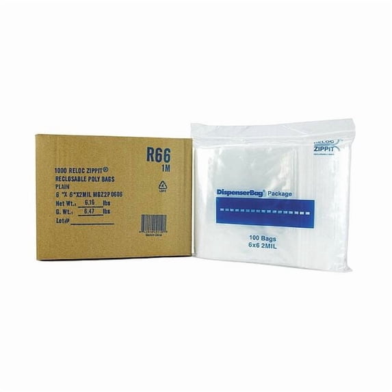 Reloc Zippit Reclosable Poly Bag,Zip Seal,PK1000 R66