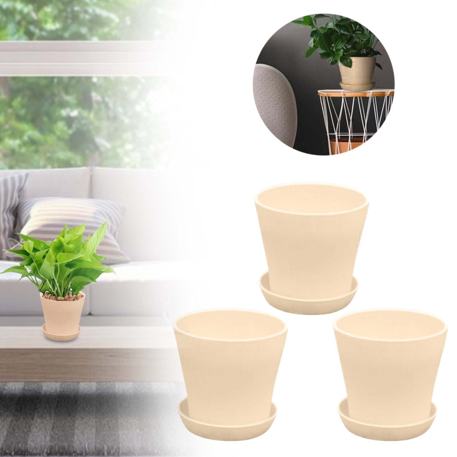 Relocy Open Flower Pot Beige 3Pcs Bargain Clearance for Indoor Plants 3 ...