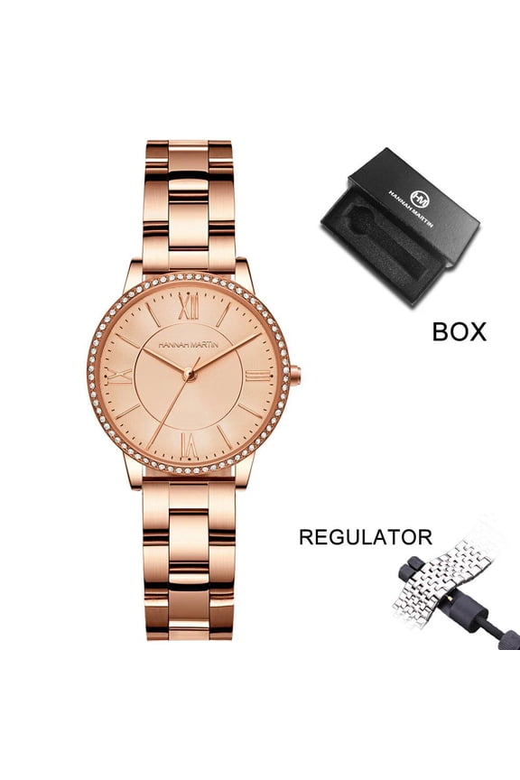 Reloj Mujer New Top Brand Hannah Martin 34mm Japanese Movement Rose Gold Luxury Rhindiamonds Fashion Quartz Women's watch