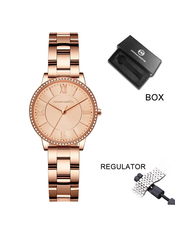 Reloj Mujer New Top Brand Hannah Martin 34mm Japanese Movement Rose Gold Luxury Rhindiamonds Fashion Quartz Women's watch