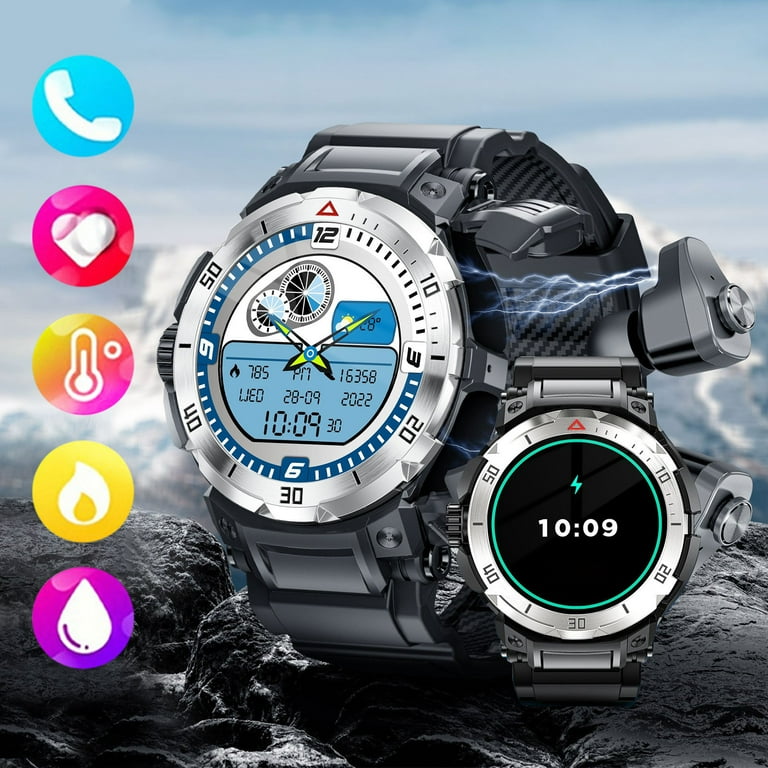 Reloj deportivo inteligente Reloj Auriculares Reloj inteligente 2 en 1 Llamada Bluetooth Control de musica NFC Modo multideporte 2.01 HD Soporte de pantalla grande Llamada inalambrica Walmart