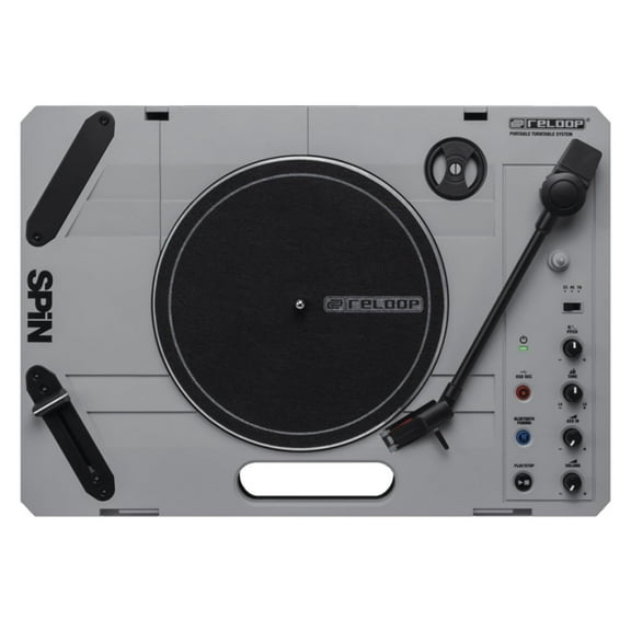 Reloop Bluetooth Portable Turntable with USB Recording and Integrated Speaker, Black