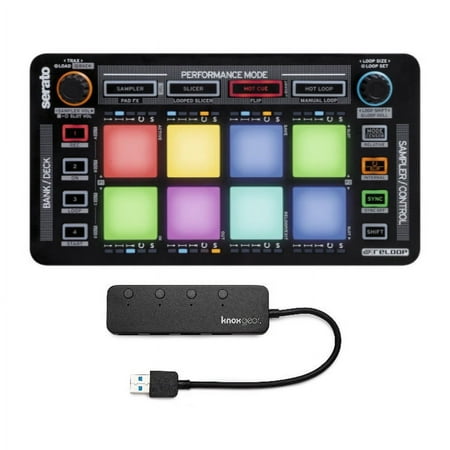 Reloop Neon USB Modular Pad Controller for Serato DJ Bundle with 4-Port USB Hub