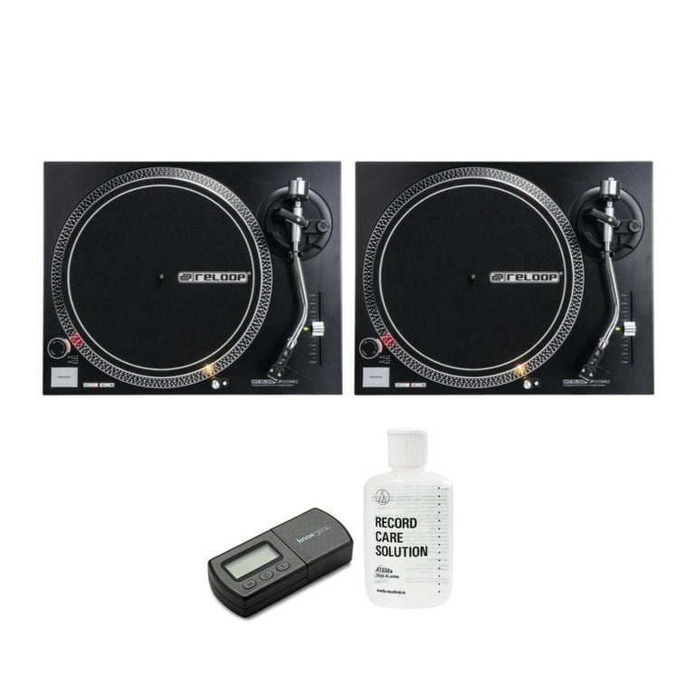 Reloop RP-2000 MK2 Quartz-Driven DJ Turntable (Pair) with Record Care System