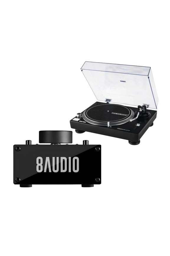 RP2000 Professional Direct Drive USB Turntable Bundle with Desktop Amplifier System (2 Items)