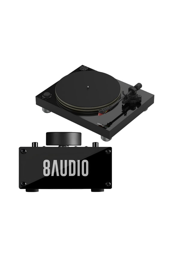 Turn 7 Premium HiFi Belt Drive USB Turntable Bundle with Desktop Amplifier System (2 Items)