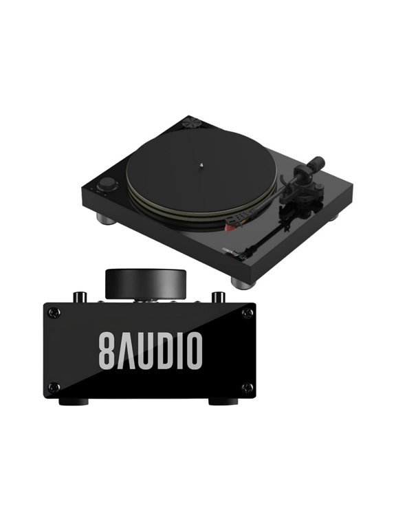 Turn 7 Premium HiFi Belt Drive USB Turntable Bundle with Desktop Amplifier System (2 Items)