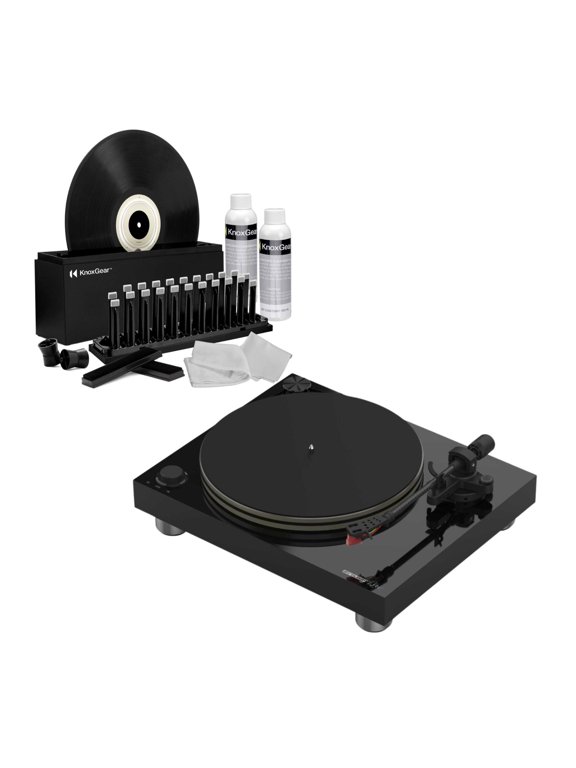 Turn 7 Premium HiFi Belt Drive USB Turntable System (Black) Bundle