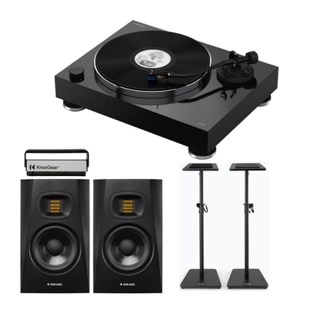 Reloop Turn X Premium HiFi Turntable with Monitors (Pair), Stands, and Brush