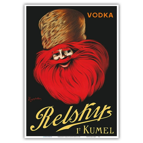 Relskys Vodka 1º Kumel - Liquor - Russian Cossack - Vintage Advertising Poster by Leonetto Cappiello c.1909 - Master Art Print 10in x 14in