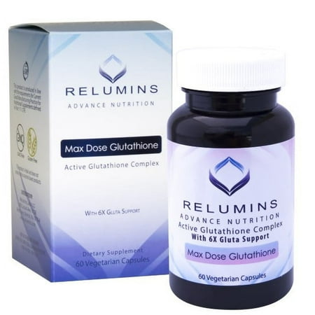 Relumins Advanced Active Glutathione Complex - Oral Lightening Formula with 6X Health Boosters, Brightens, Repairs & Rejuvenates Skin 60 Capsules