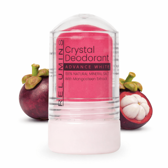 Relumins Crystal Deodorant, All-Natural Mineral Salt Roll-On, Non-Staining, Aluminum-Free, Natural Deodorant for Sensitive Skin with 24-Hour Odor Protection - Mangosteen 60g