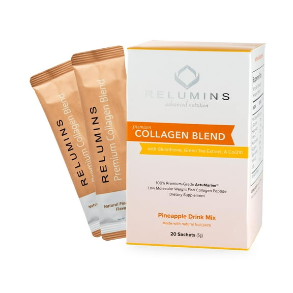 Relumins Marine Collagen Powder Drink Mix, Pineapple Flavored, 20 Sachets
