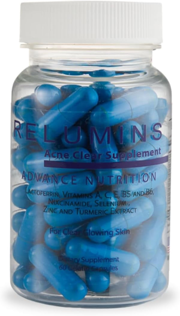 Relumins Oral Skin Care Pills for Clear Skin  Natural Skin Support  Supplement with Lactoferrin, Zinc, Turmeric Extract & Vitamins  Balances  Oily Skin & Smooths Texture  60 Vegan Capsules - Walmart.com