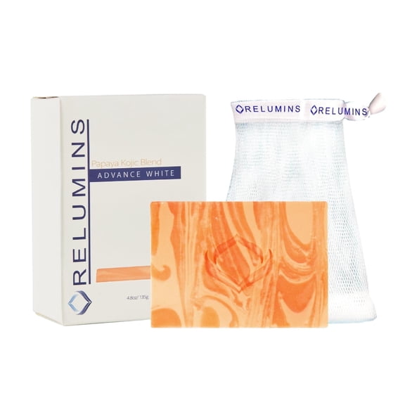 Relumins Triple Glow Bar Soap – Professional Spa Formula – Deep-Cleansing Plant-Based Skincare Bar with Gentle Exfoliation and Skin-Smoothing Benefits – Rich Lather for Daily Use – 135g with Net