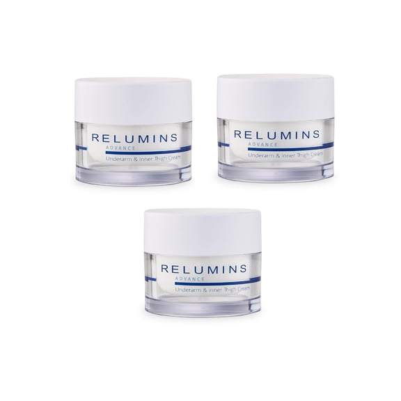 Relumins Underarm & Inner Thigh Moisturizing Cream - Advanced Formula Designed to Hydrate and Brighten Dark Areas Like Elbows, Knees, Bikini Line & Intimate Skin - 50g Jar for Daily Use x 3 Jars
