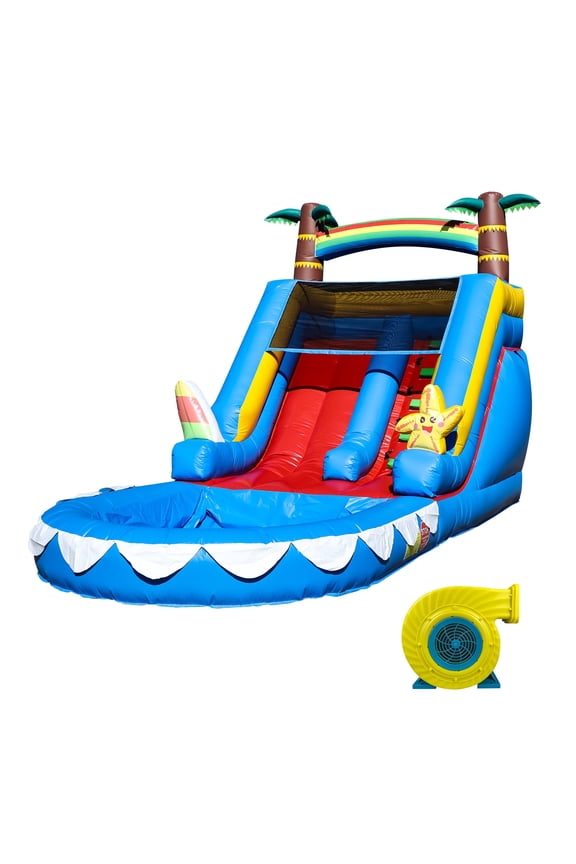 21FT Commercial Inflatable Water Slide PVC Tarpaulin Backyard Water Park Slide with Blower for Kids Adults Party 21x9x12ft