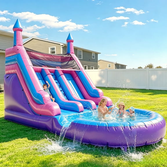 Relunch 21FT(L) Commercial Grade Double Water Slide for Kids Adults, Inflatable Water Slide ( Without Blower) for Backyard Outdoor Park