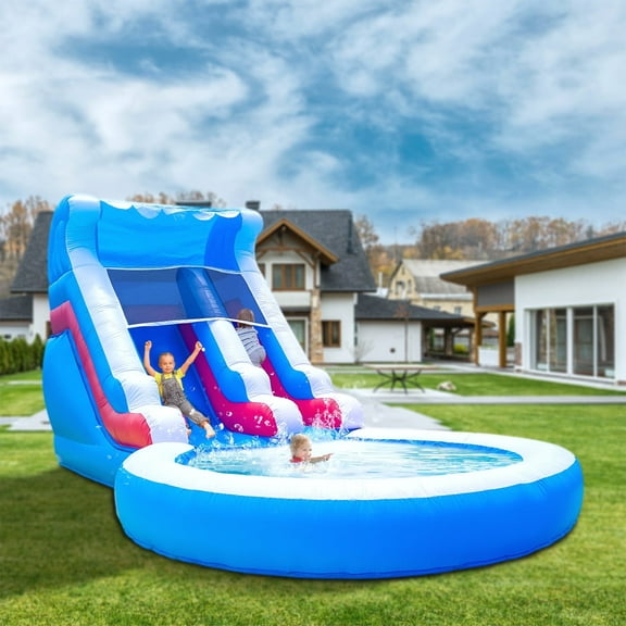 Relunch 24FT(L) Commercial PVC Inflatable Water Slide for Kids(Without Blower) Inflatable Water Slide for Summer Fun Backyard 24x 13x12Ft