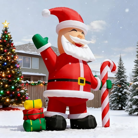 Relunch 26FT Giant Inflatable Santa Claus Outdoor Christmas Yard Decorations Large Blow Up Santa Claus Xmas with Cindy Cane & Gift Boxes for Holiday Display with 680W Blower