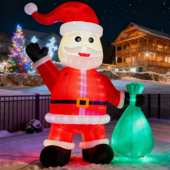 Relunch 26FT Giant Inflatable Santa Claus with LED Lights &Blower, Outdoor Christmas Yard Decoration Blow up Santa for Holiday Party