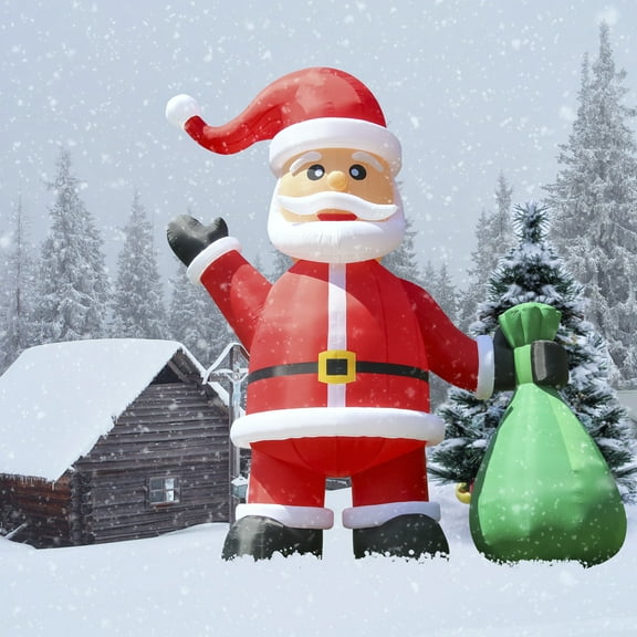 Relunch 33ft Christmas Inflatable Santa Claus Outdoor Decor with Gift Bag, Large Blow up Santa Decorations for Yard Garden Lawn Mall