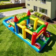 Relunch Commercial Inflatable Obstacle Course Bounce House for Kids   Large 23ft Inflatable Slide with Pool, Climbing Wall, and Blower   Outdoor Backyard Bounce Castle 23x7.9x8.9ft