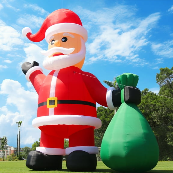 Relunch Giant 33 FT Inflatable Santa Claus Outdoor Xmas Decorations with 1100W Blower, Christmas Yard Lawn Party Holiday Decor