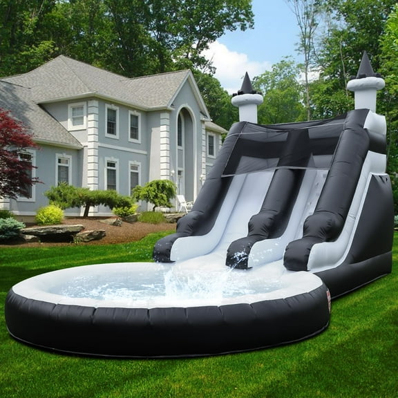 Relunch Giant Commercial Inflatable Water Slide with Dartsboard & Big Splash Pool For Kid Adults with Blower, 24x13x13FT