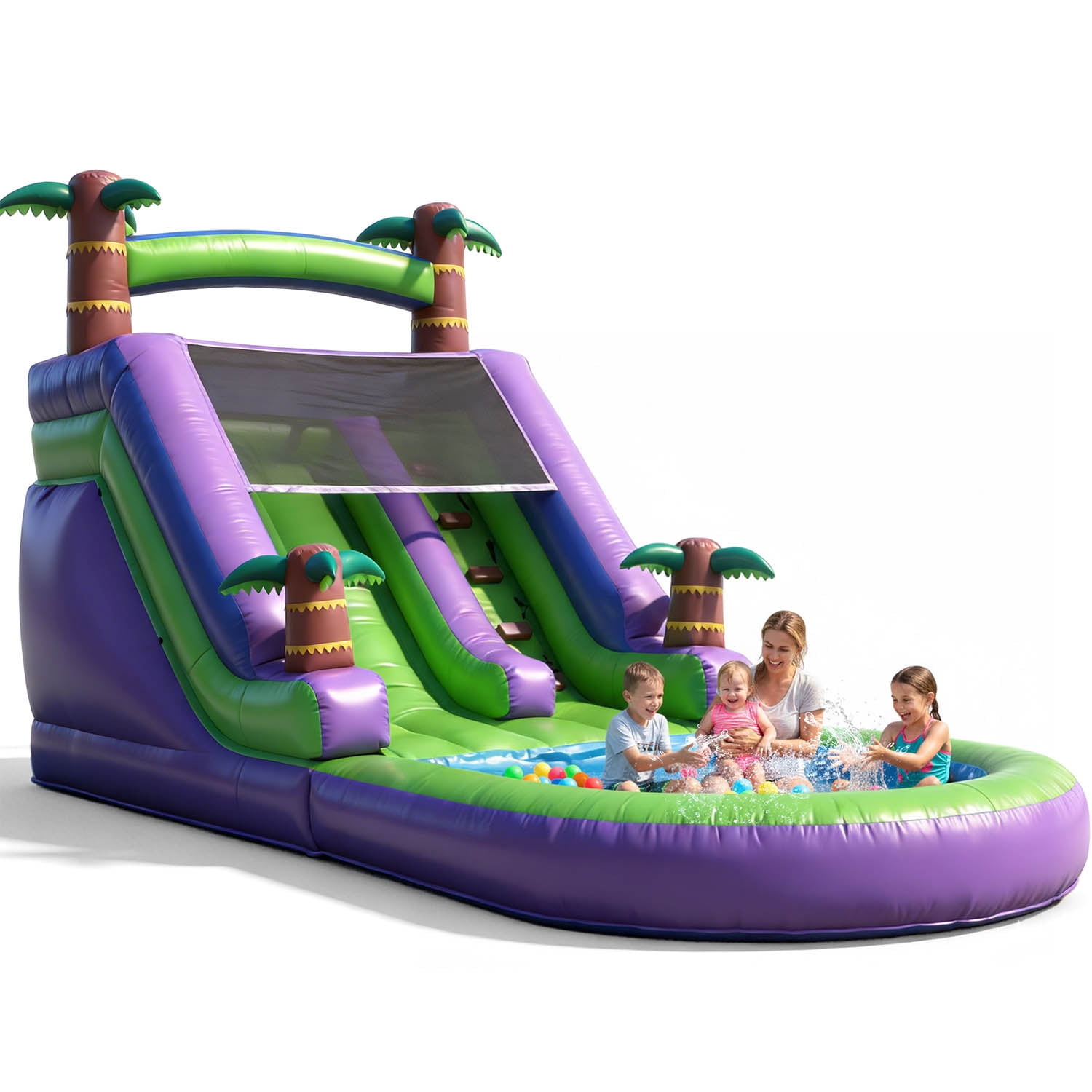Relunch Inflatable Water Park Bounce House with Blower, Slide & Splash Pool for Kids Adults Outdoor