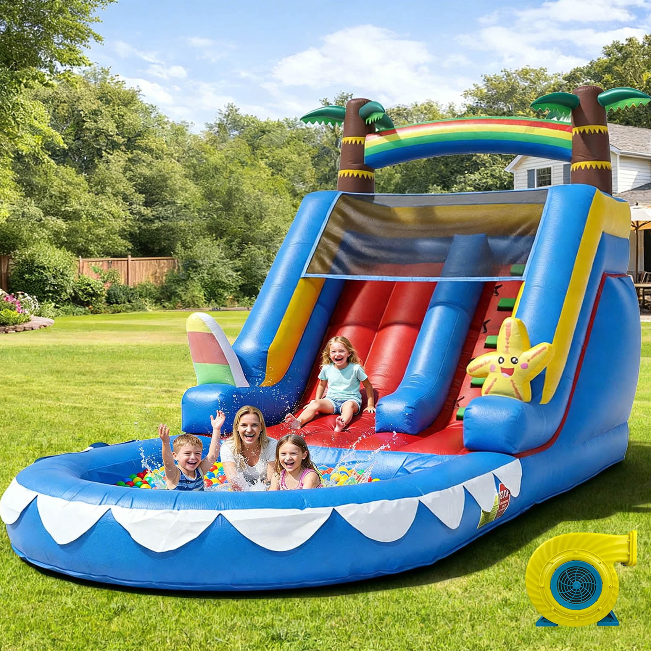 Relunch 21x9x12ft Commercial PVC Inflatable Water Slide Bounce House with Splash Pool &Blower for Kids Outdoor Party